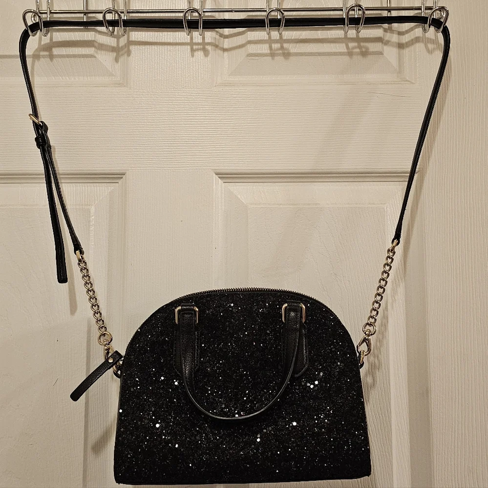 Kate Spade EUC Laurel Way Glitter Mini Riley Crossbody - Black